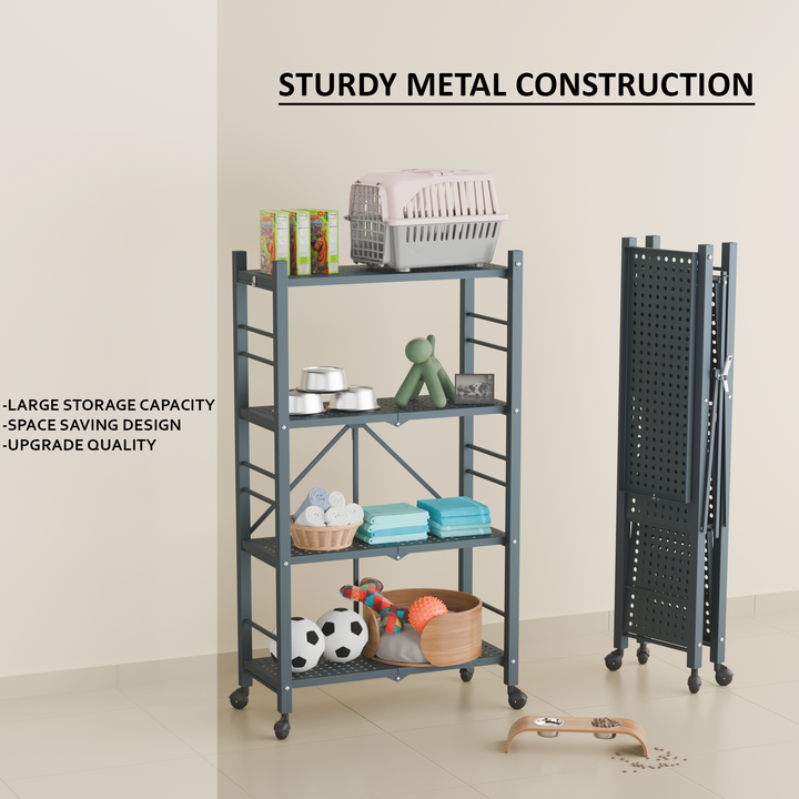 Folding Metal Shelf with Wheels | Foldura