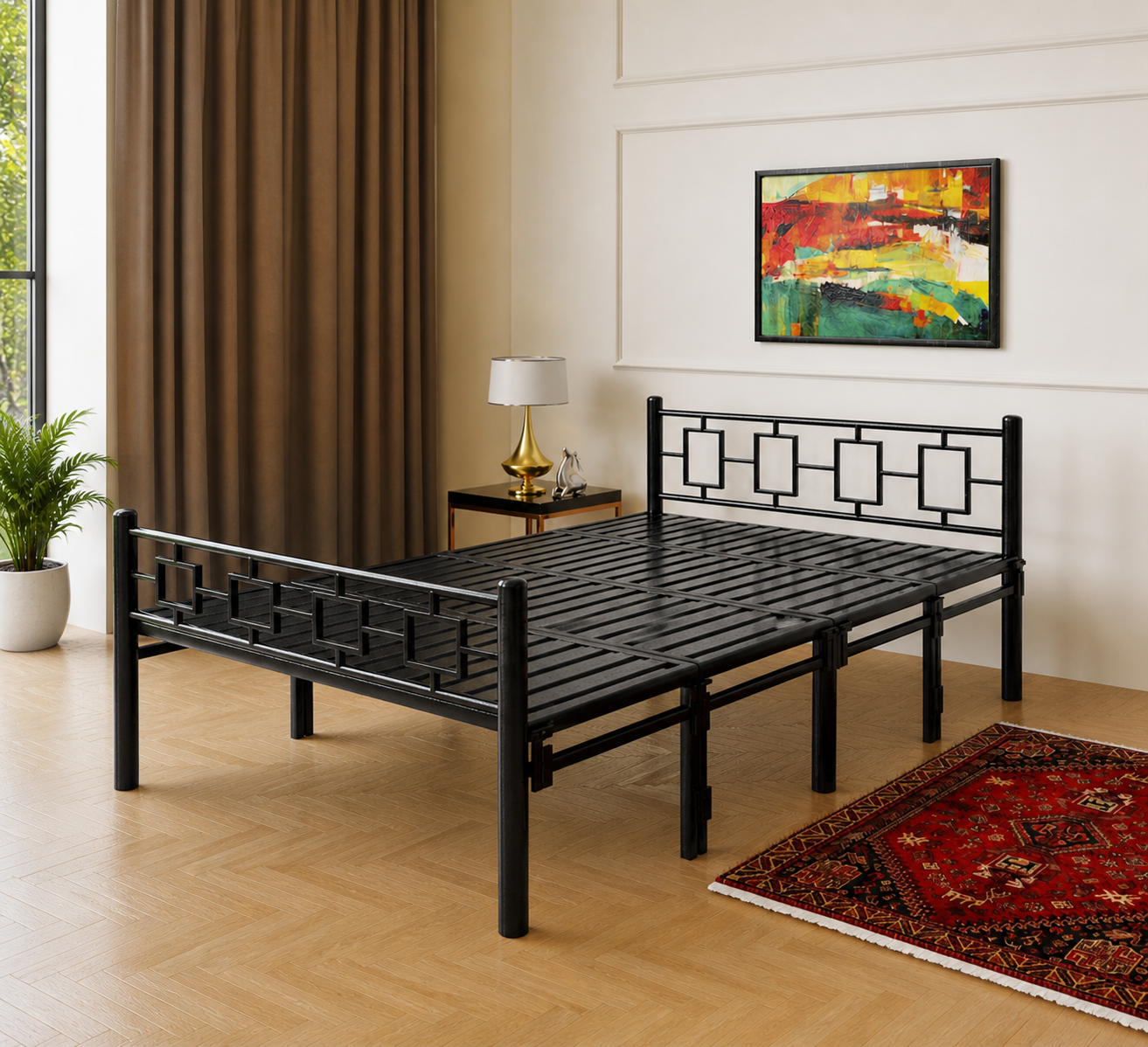 Queen Metal Foldable Bed 6x4ft No Mattress | Foldura