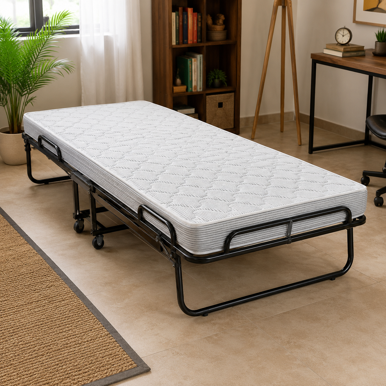 GlideRest Rollaway Foldable Bed 6.5ft x 3ft  with 6 Inch Mattress | Foldura