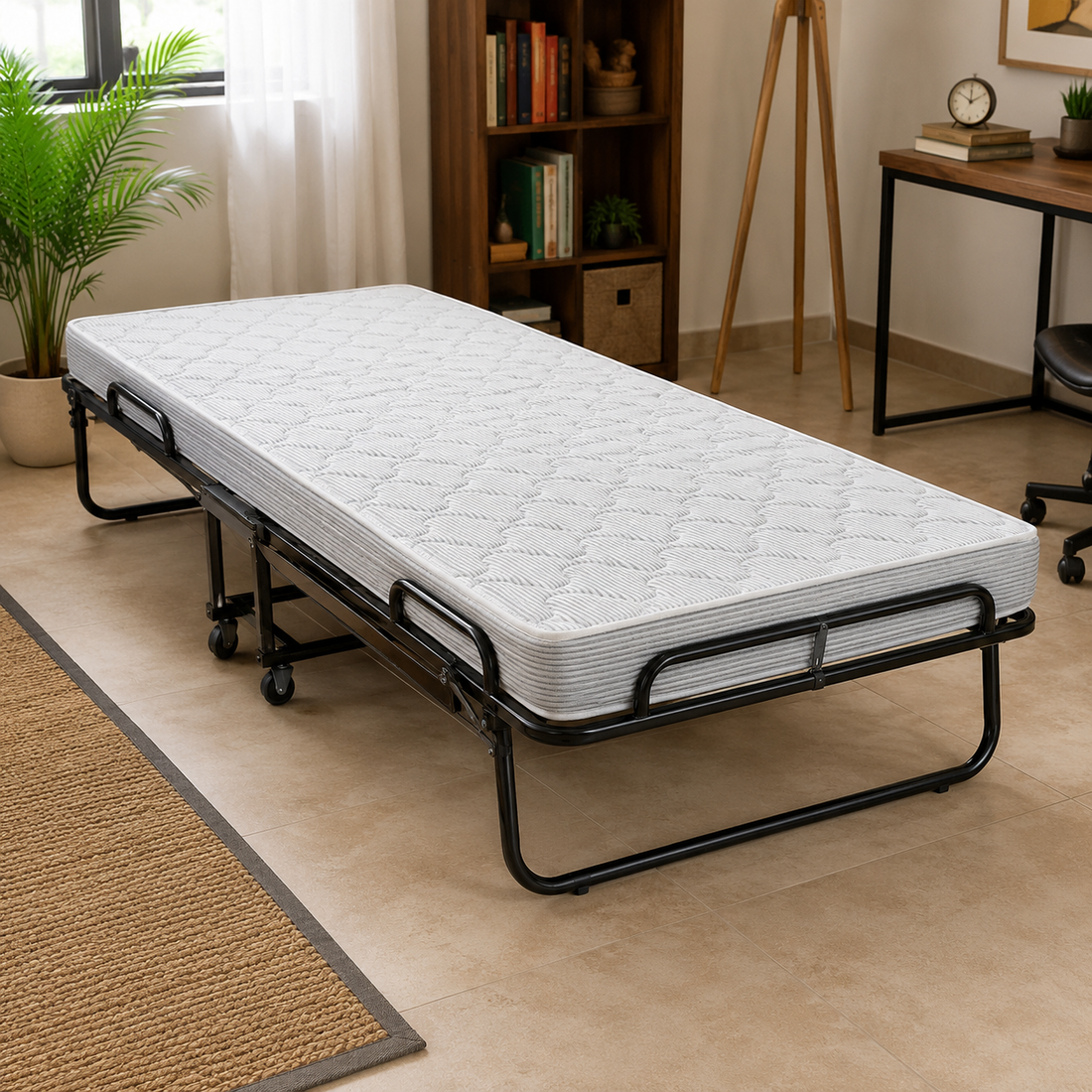 GlideRest Rollaway Foldable Bed 6.5ft x 3ft  with 6 Inch Mattress | Foldura