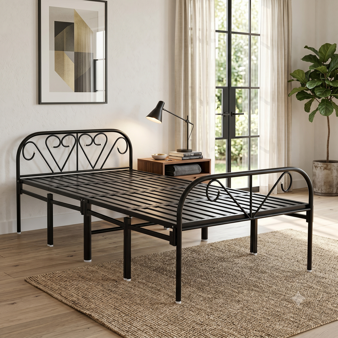 Foldable Metal Single Bed 6x3ft without mat – No Assembly | Foldura