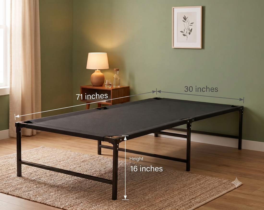 Smart Rest Foldable Single Bed, 6 x 2.5 ft, Black