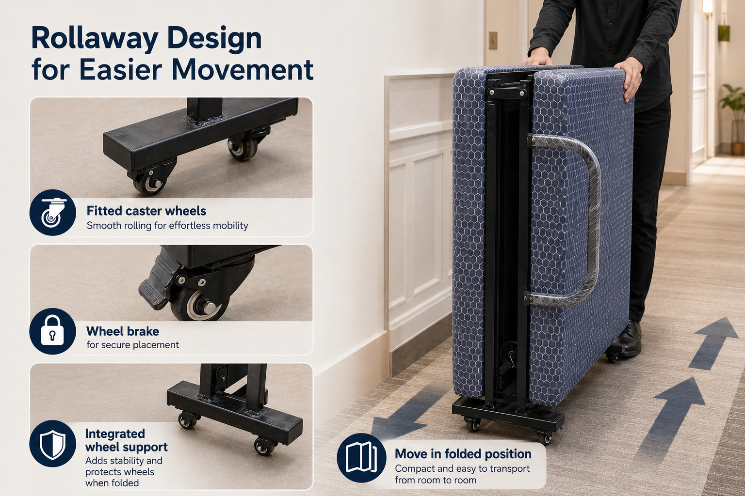 Elevate Series Rollaway Bed | Foldable Comfort, Smart Storage