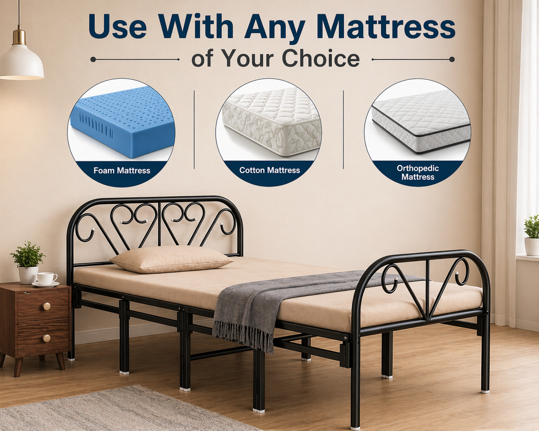 Foldable Metal Single Bed 6x3ft without mat – No Assembly | Foldura