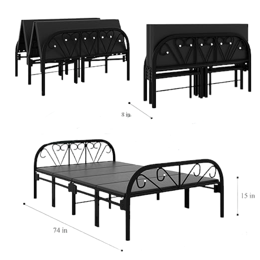 Queen Foldable Bed Black Rexine Mattress | Foldura