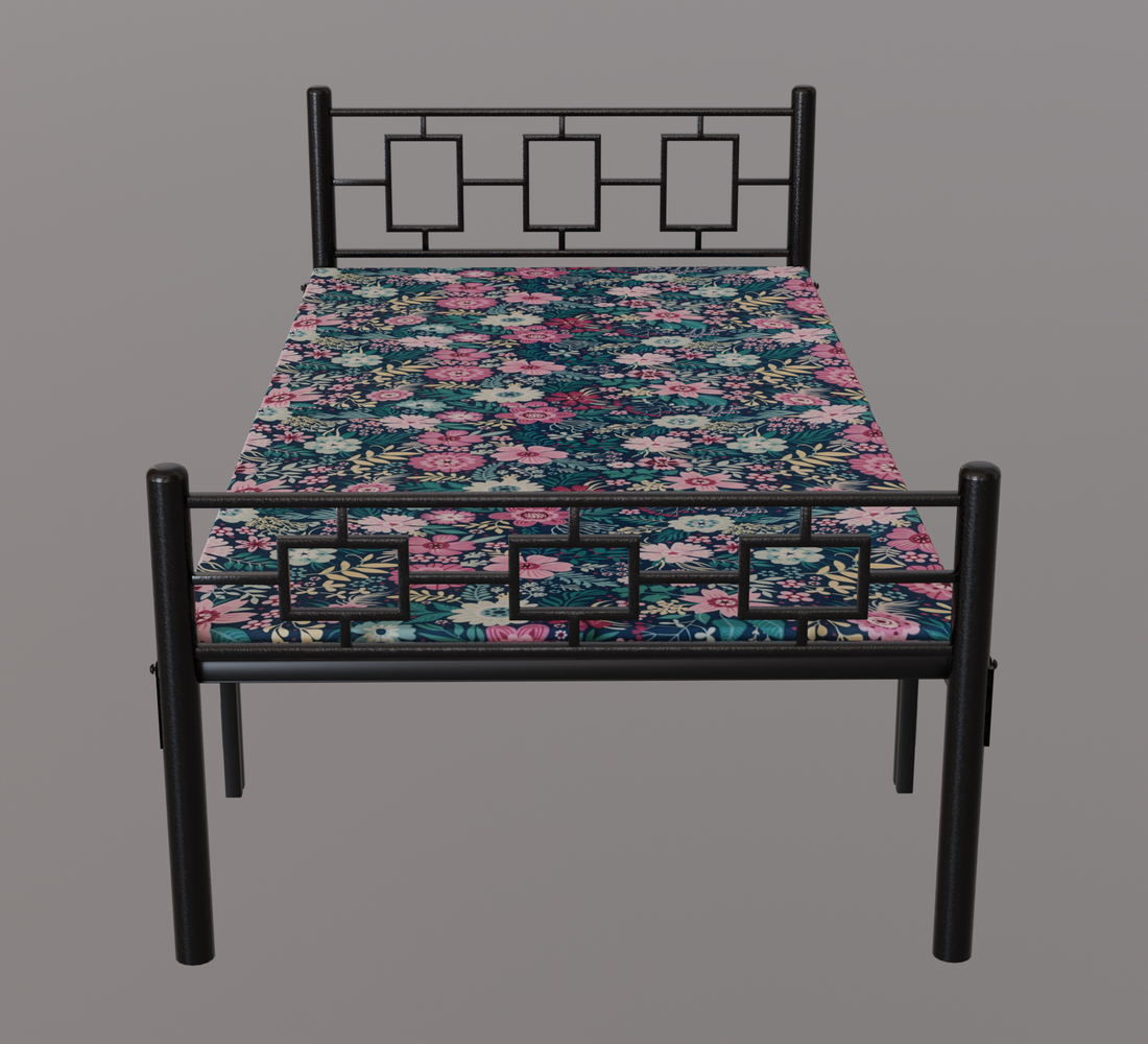 Modern Style Single Foldable Bed with Black Color Mattress | Foldura