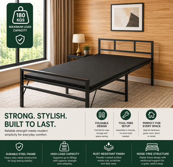 2-Fold Foldable Bed with Cushion 6x3ft | Foldura