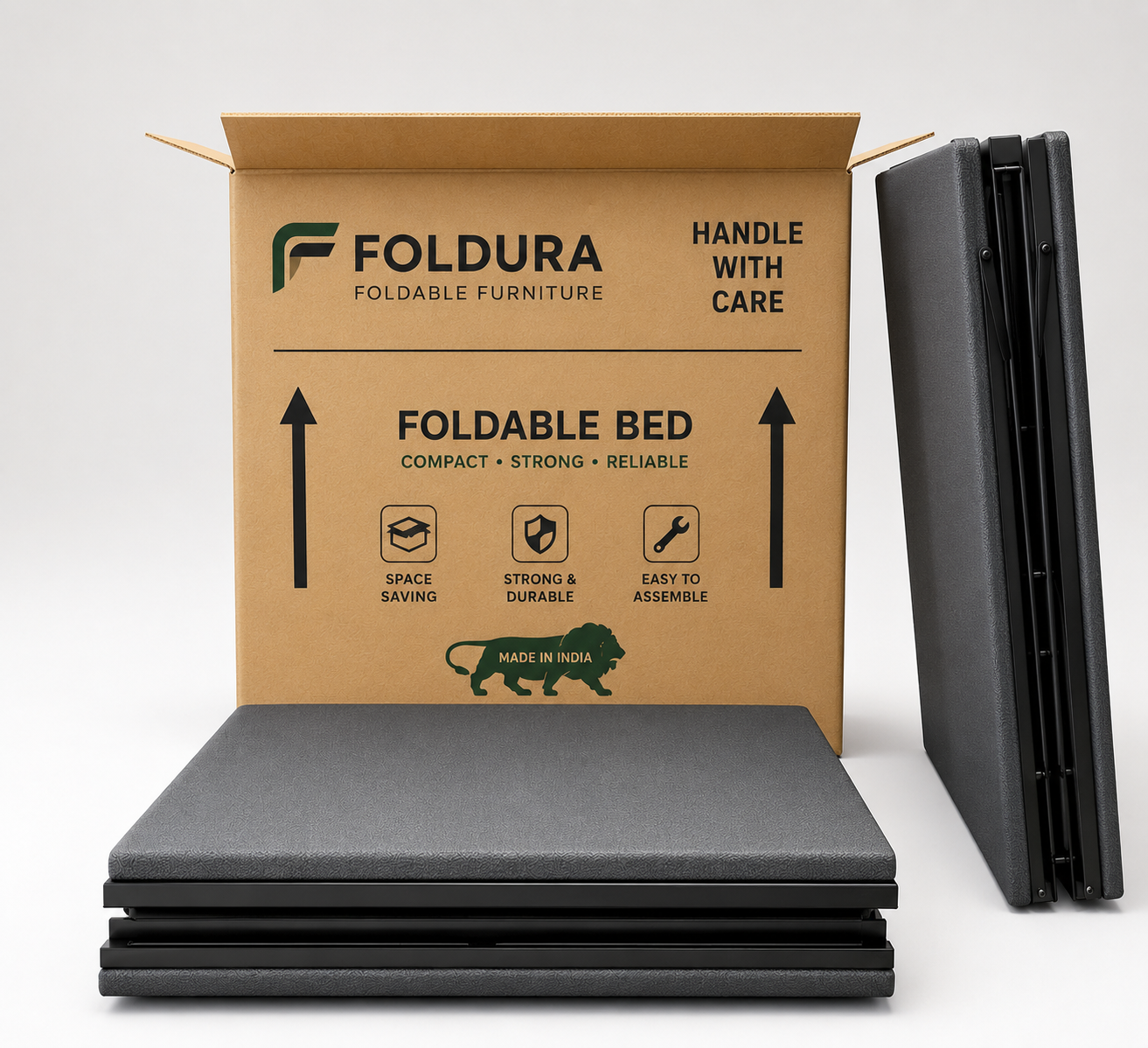 2-Fold Foldable Bed with Cushion 6x3ft | Foldura
