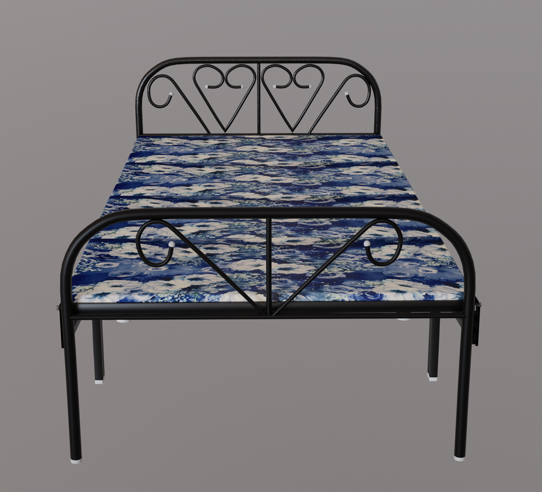 Single Foldable Bed Black with Black Hard Mattress | Foldura