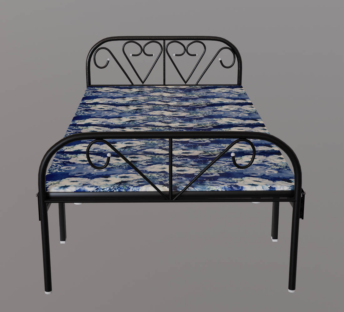 Single Foldable Bed Black with Black Hard Mattress | Foldura