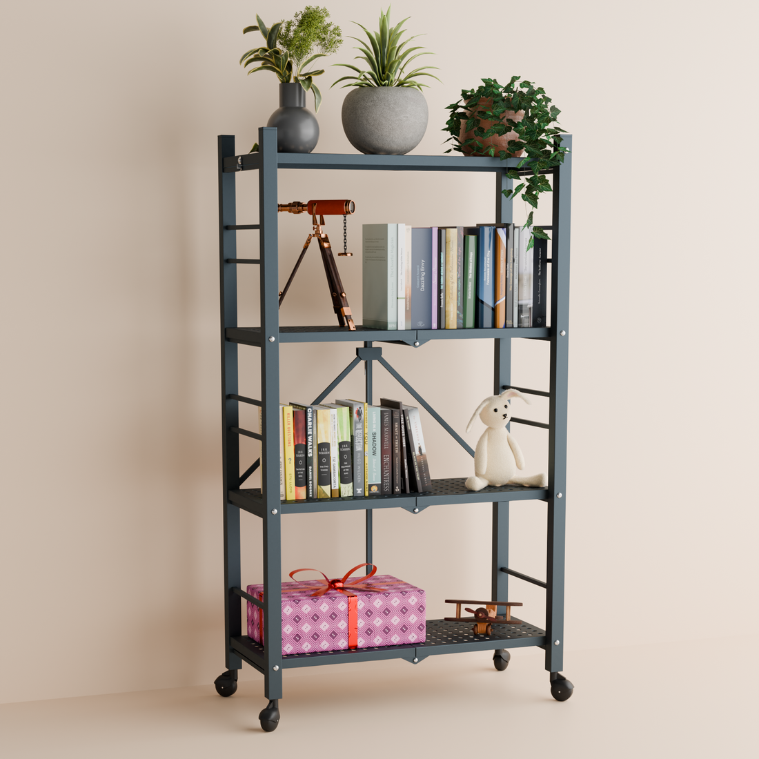 4-Tier Foldable Metal Shelf | Foldura