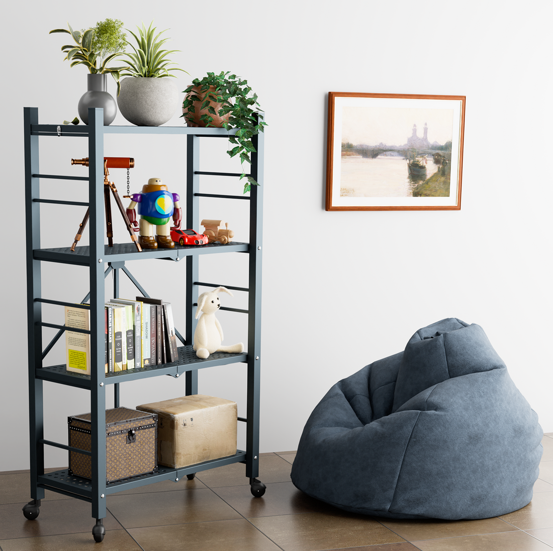 4-Tier Foldable Metal Shelf | Foldura