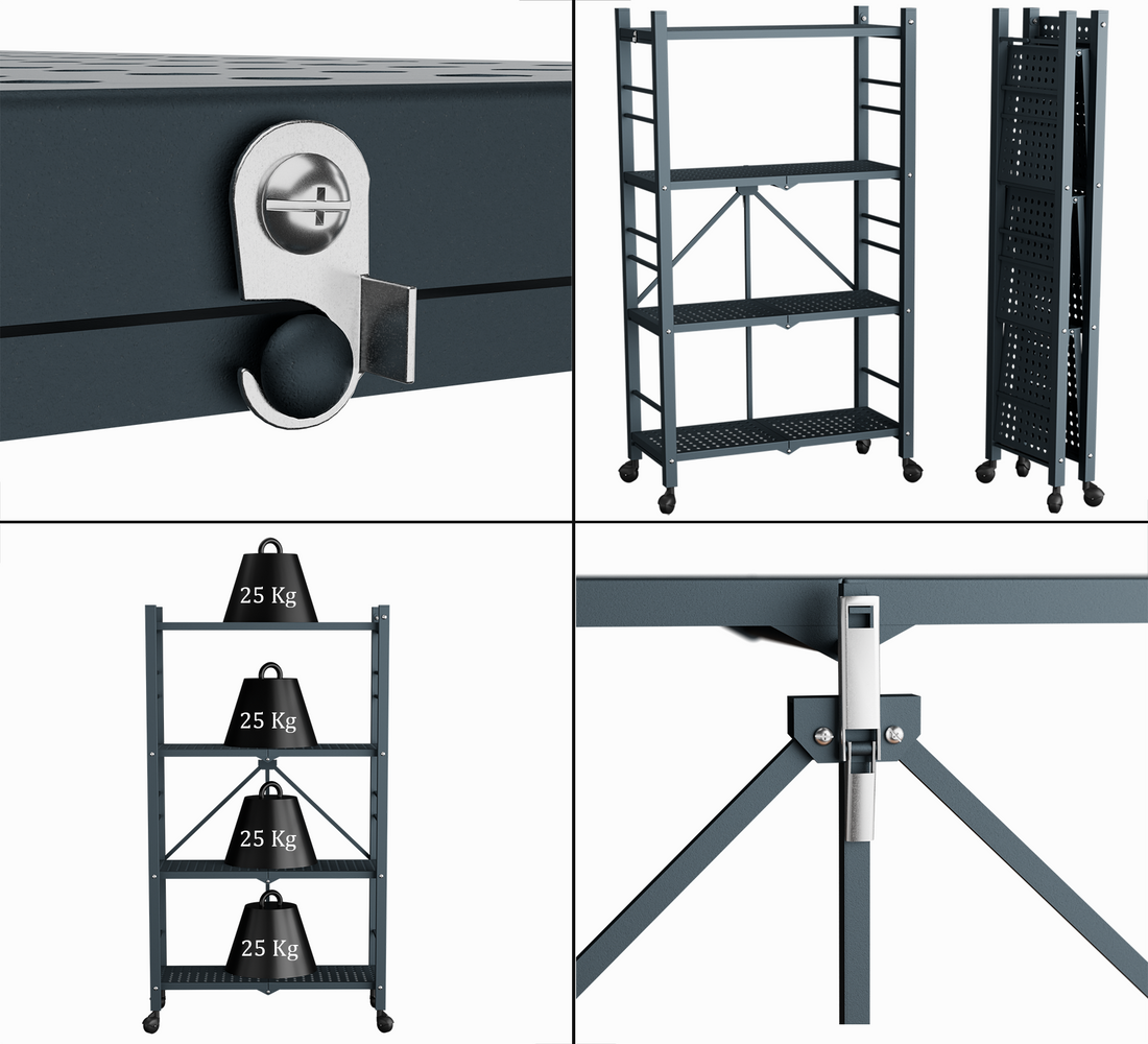 4-Tier Foldable Metal Shelf | Foldura
