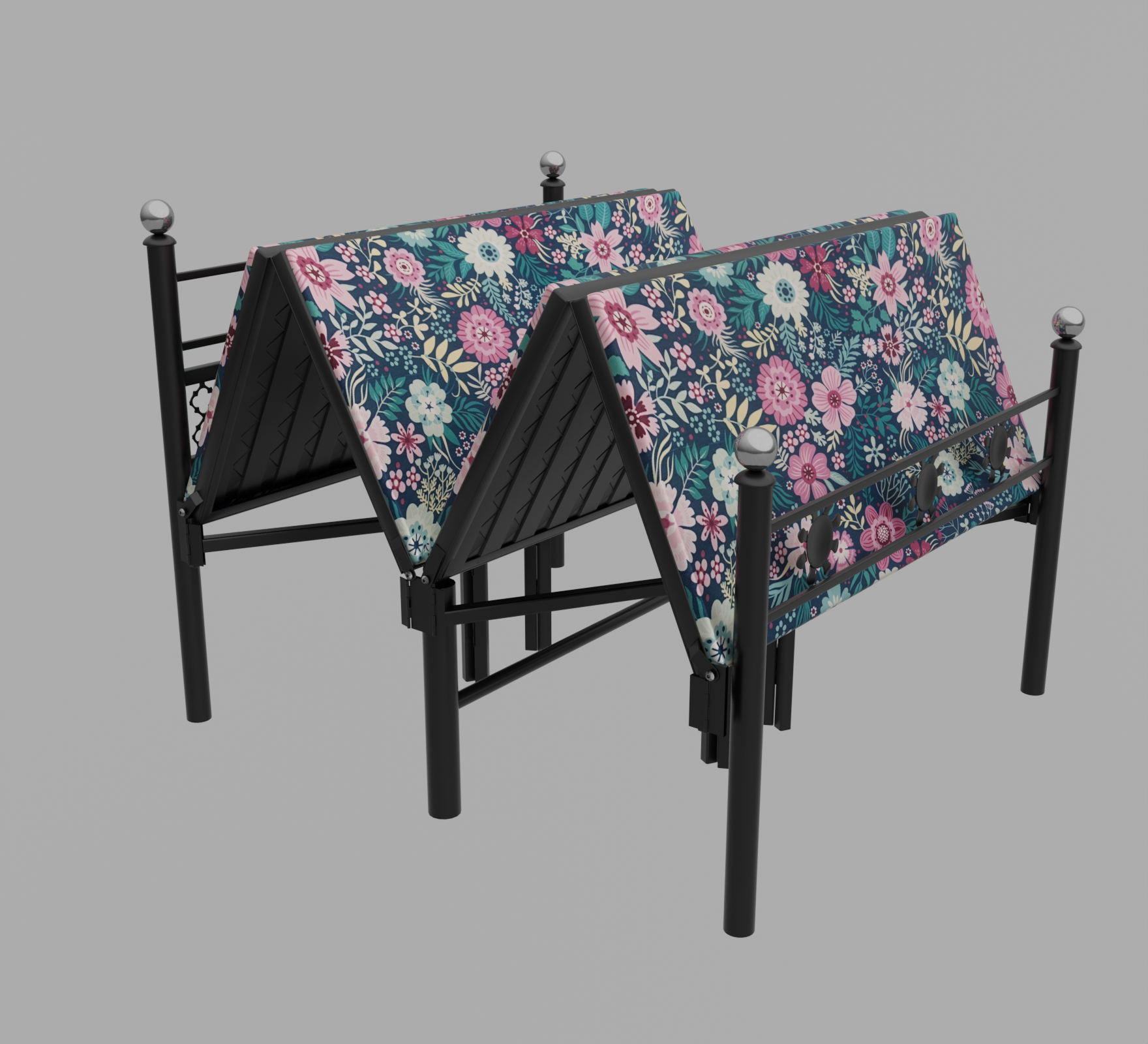 European Style Foldable Bed with Hard Cushion – Black | Foldura