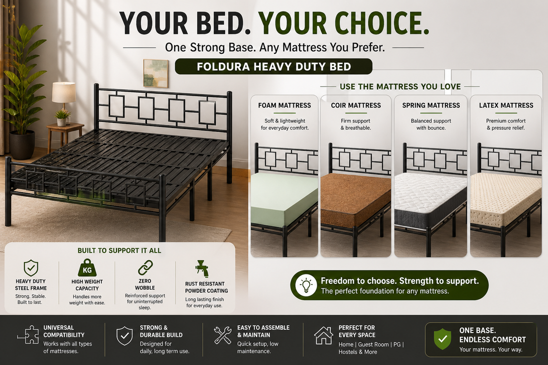 Queen Metal Foldable Bed 6x4ft No Mattress | Foldura
