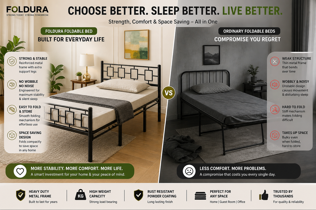 Queen Metal Foldable Bed 6x4ft No Mattress | Foldura