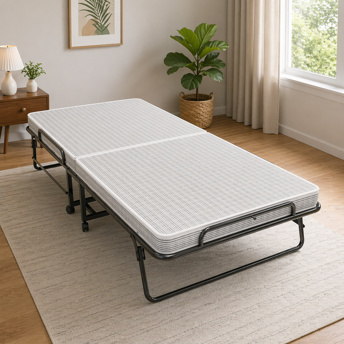 Rollaway Foldable Bed with 4 Inch Mattress | Foldura